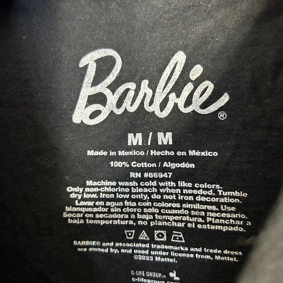 Barbie Movie Graphic T-Shirt Colorful Character Print Black Cotton M - Picture 4 of 4